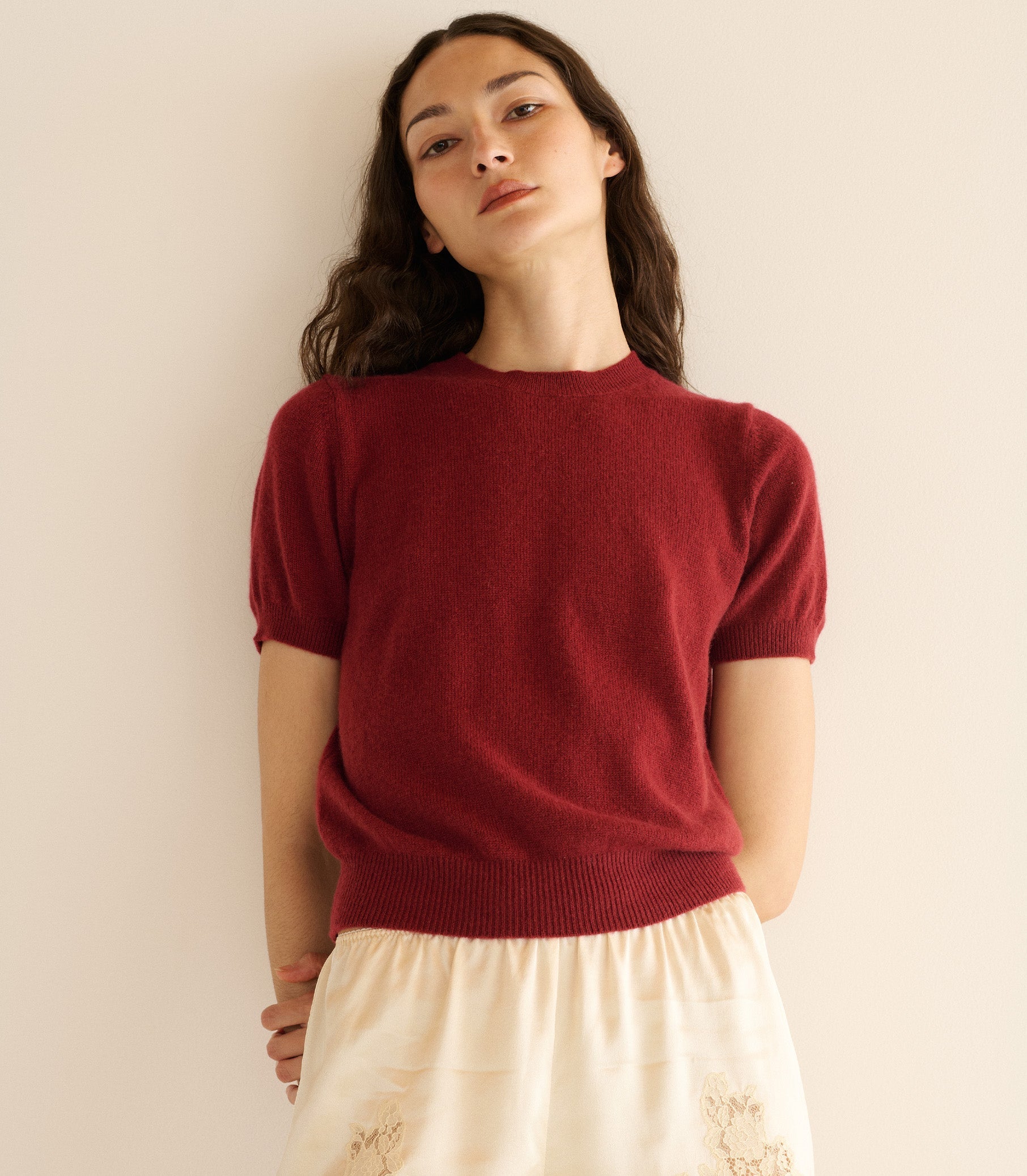 COLOMBE CASHMERE TOP -- MALBEC