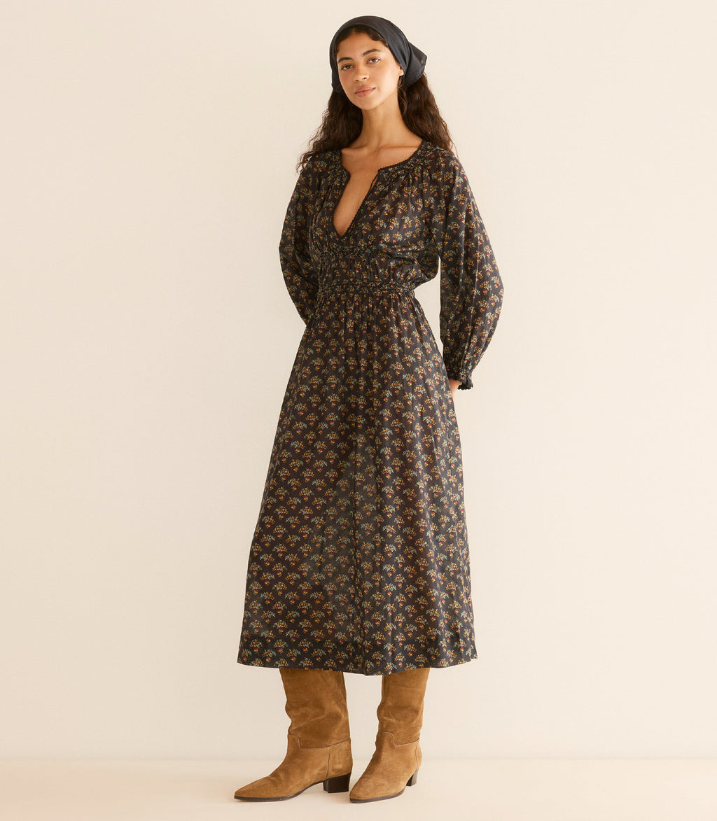 DELFINA DRESS -- DELPHINIUM FLORAL