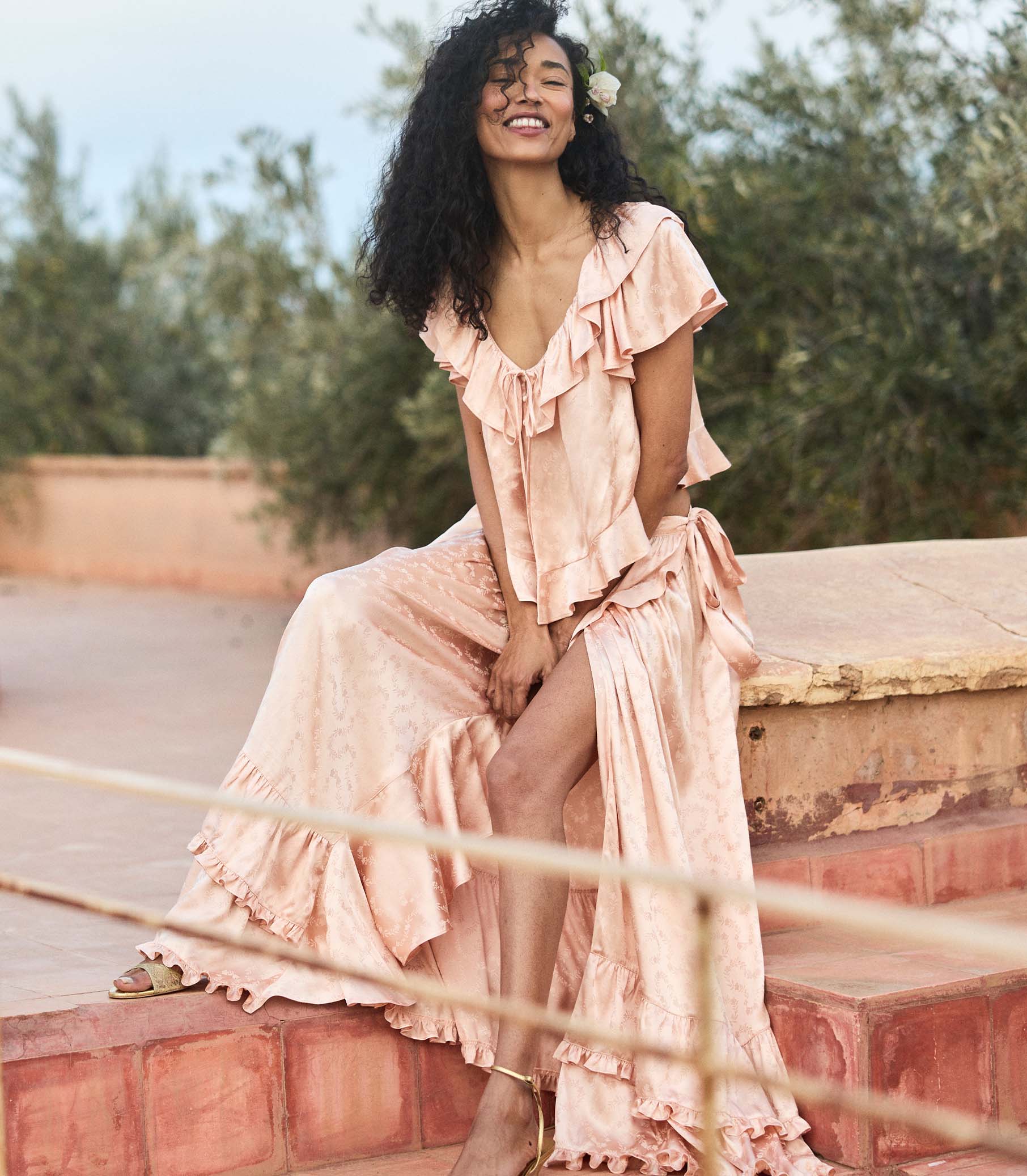 FIORENZA SKIRT -- PEACH SORBET