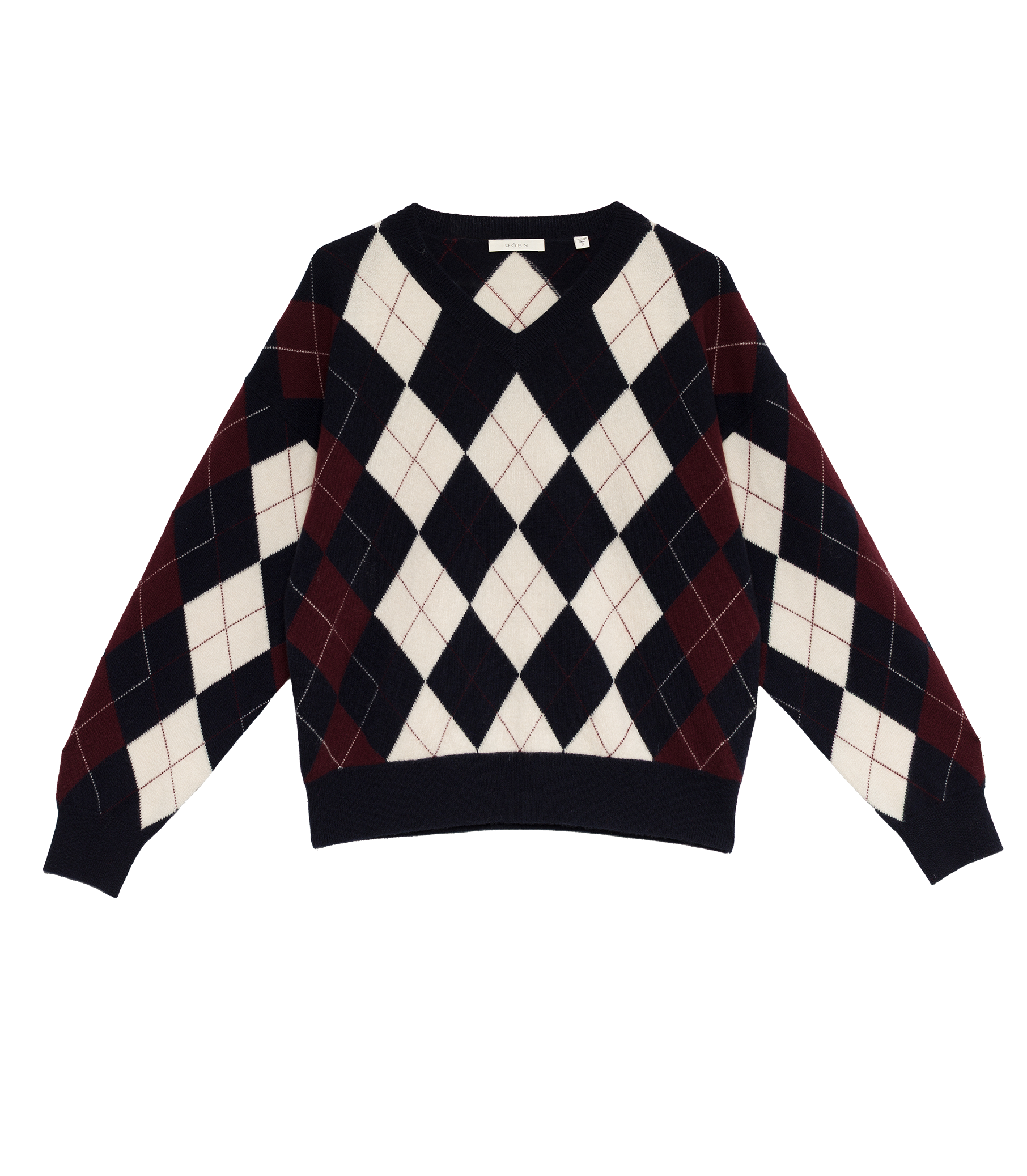 HARLEQUIN CASHMERE SWEATER -- NAVY ARGYLE