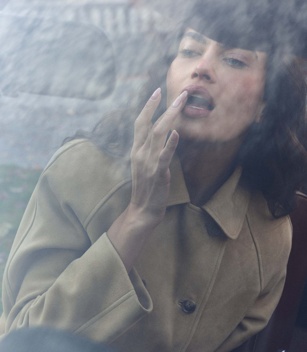 HUTTON SUEDE TRENCH -- BLONDE