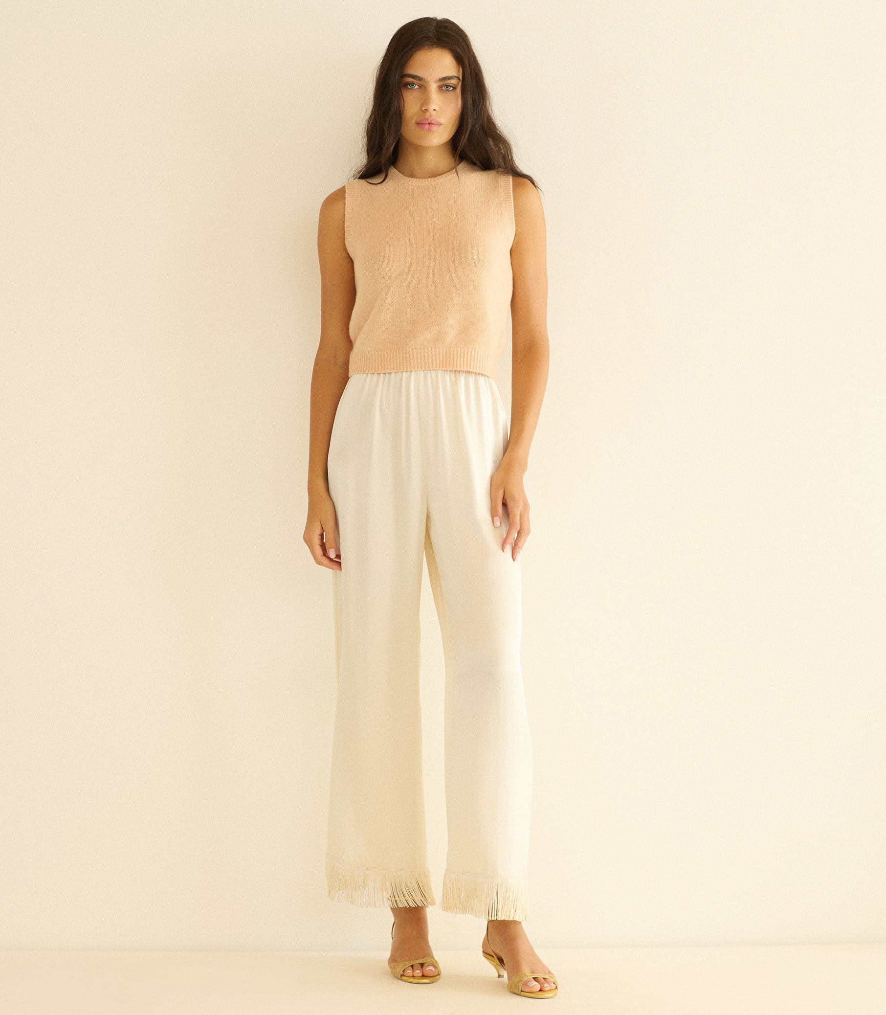 LAVON FRINGE PANT -- CANDLELIGHT