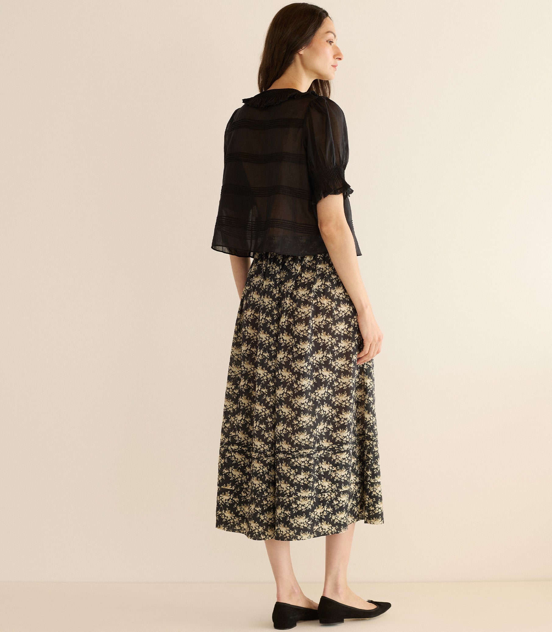 MARCIE SKIRT -- NOIR ROSIER FLORAL
