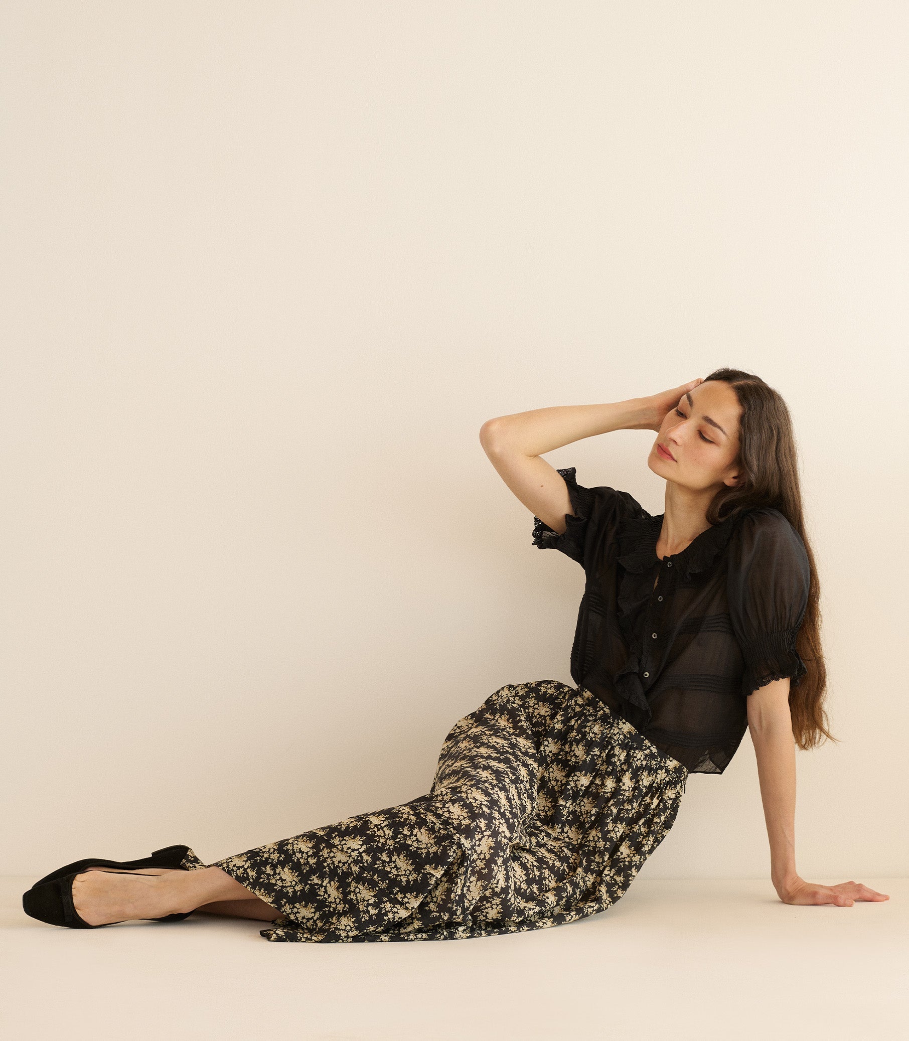 MARCIE SKIRT -- NOIR ROSIER FLORAL