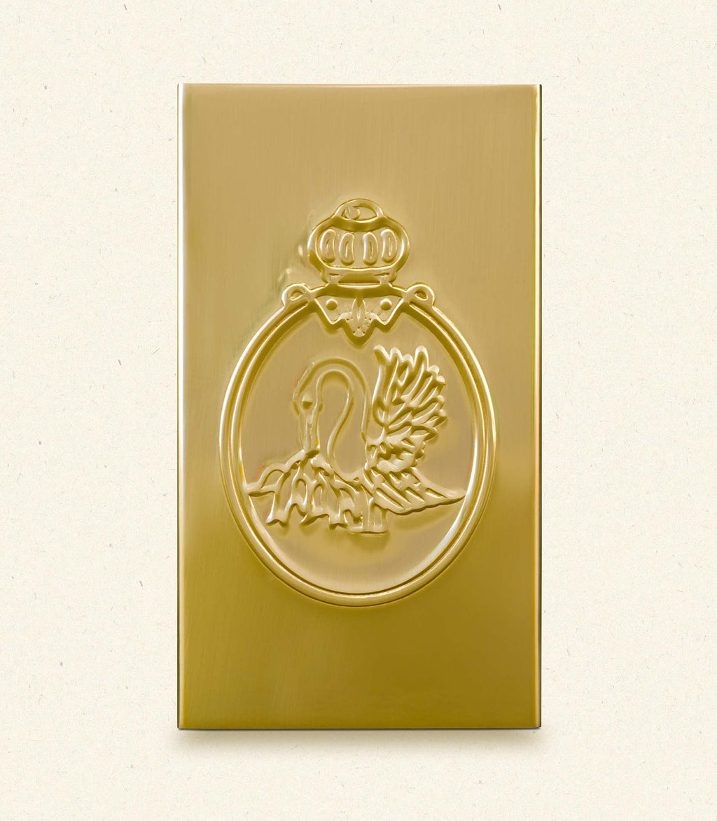 DÔEN AND MATILDA GOAD & CO BRASS SWAN MATCHBOOK SLEEVE -- BRASS