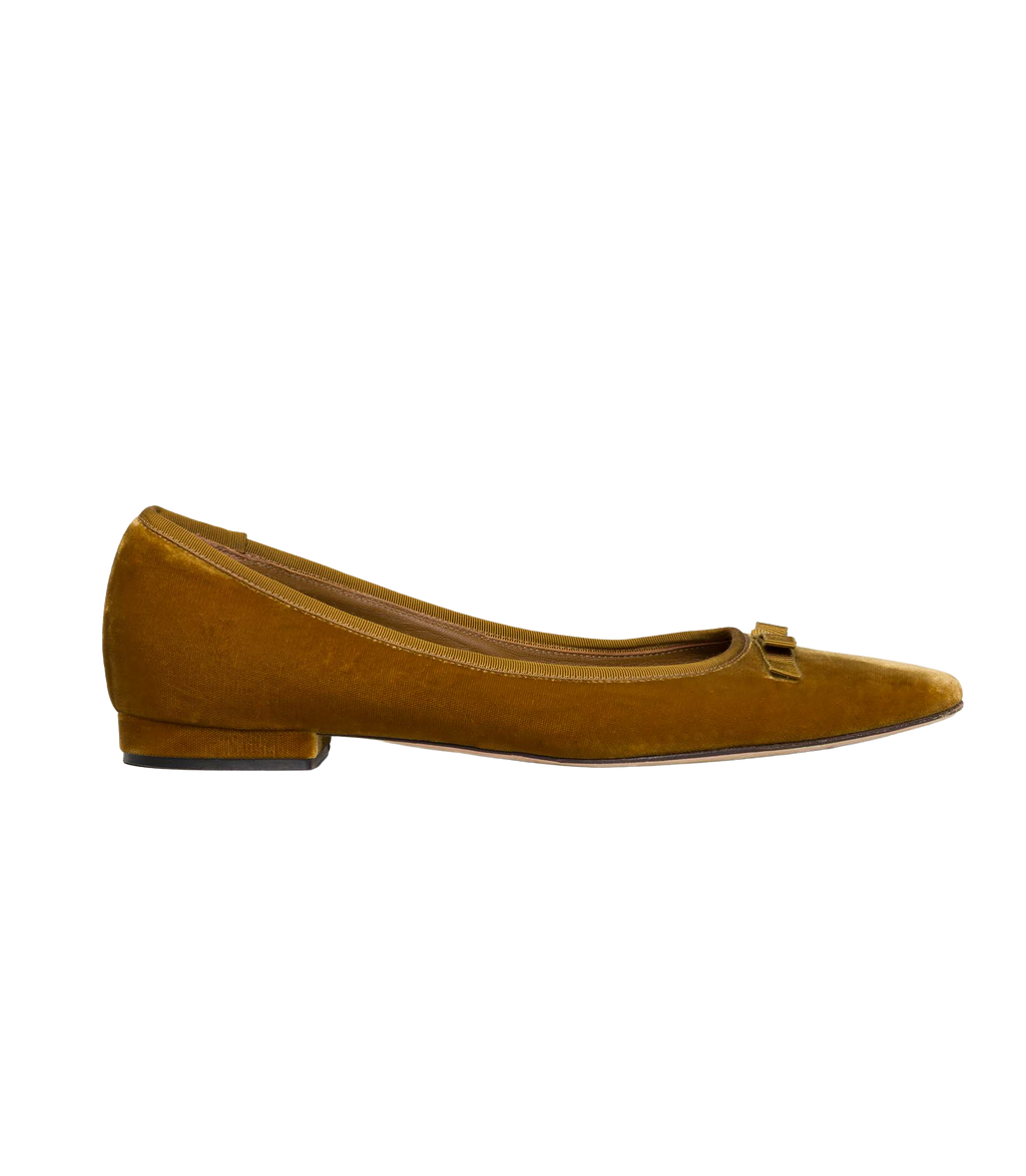 ODETTE BALLET FLAT -- CURRY VELVET