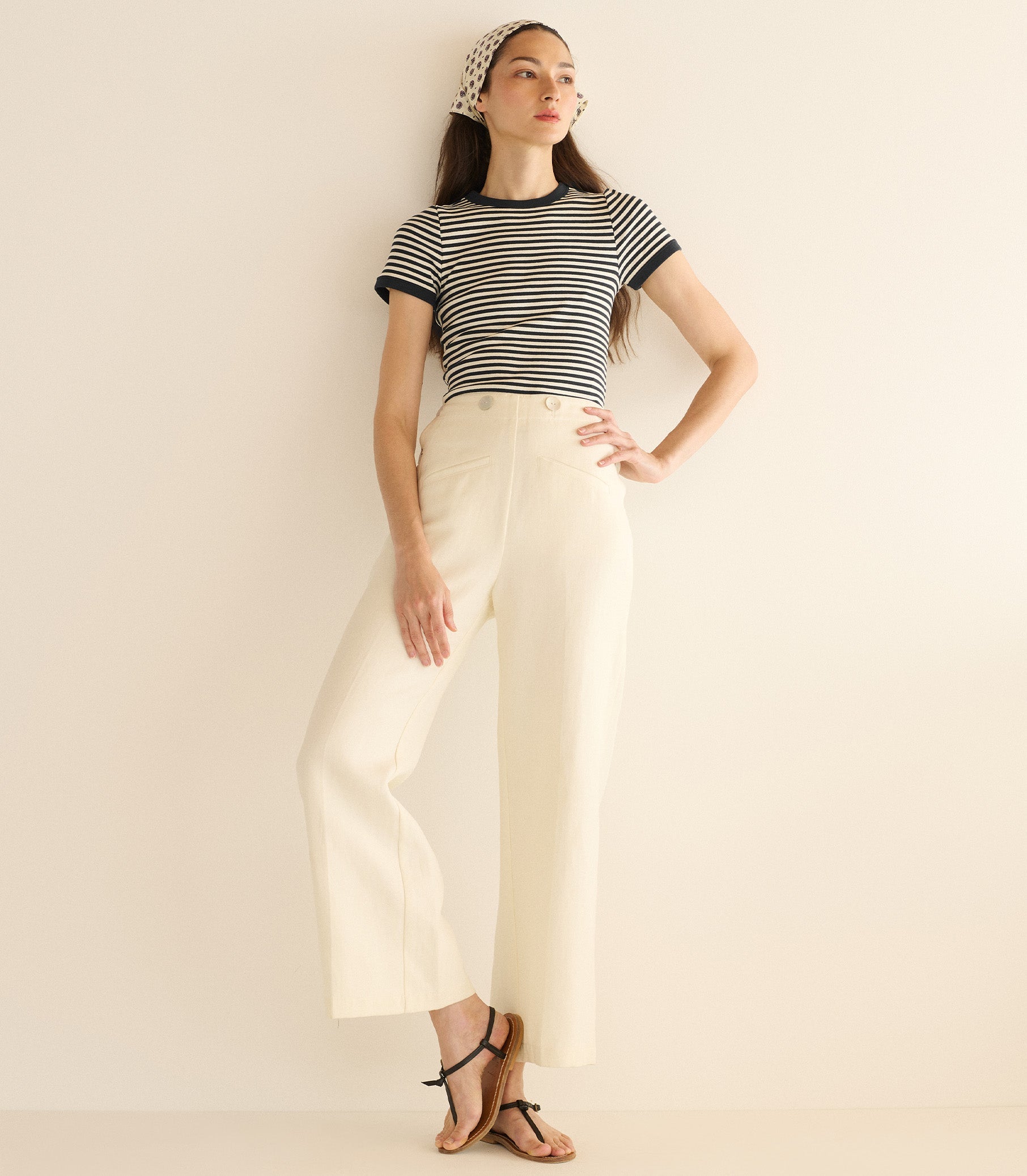 VIVI TEE -- BLACK NANTUCKET STRIPE